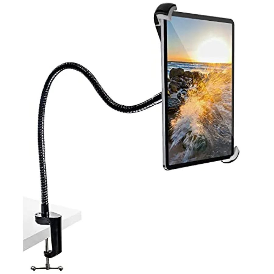 

Gooseneck Large Tablet Stand Heavy Duty Aluminum Long Arm Desk Tablet Holder Flexible Arm Clip Tablet Mount for iPad Pro 9.7 10