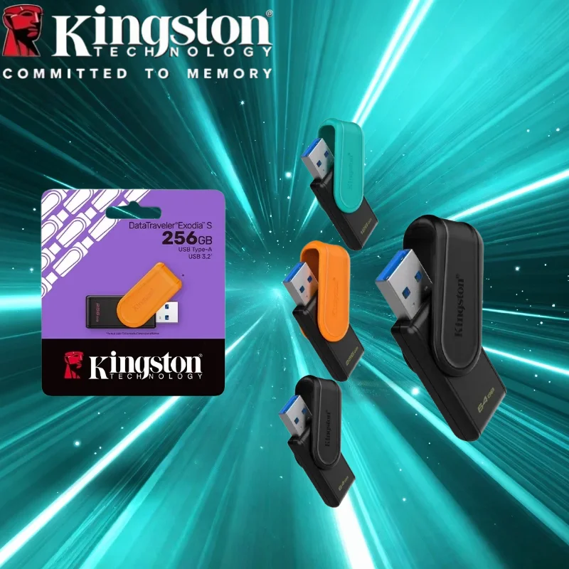Kingston DataTraveler Exodia S USB Flash Drive 64GB 128GB 256GB 512G USB 3.2 Gen 1 Pen Drive Black DTXS Flash Drive for Computer