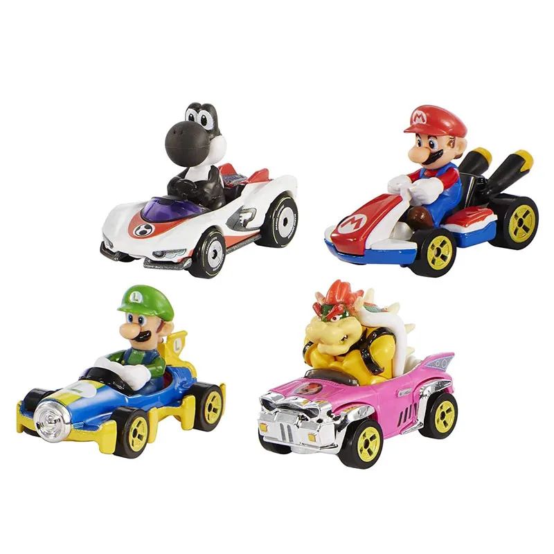 Hot Wheels GWB36 Mario Kart Vehicle 4-Pack Set Fan-Favorite Characters 1:64 Alloy Car Model Die-Cast Toy Cars Kids Gift Box