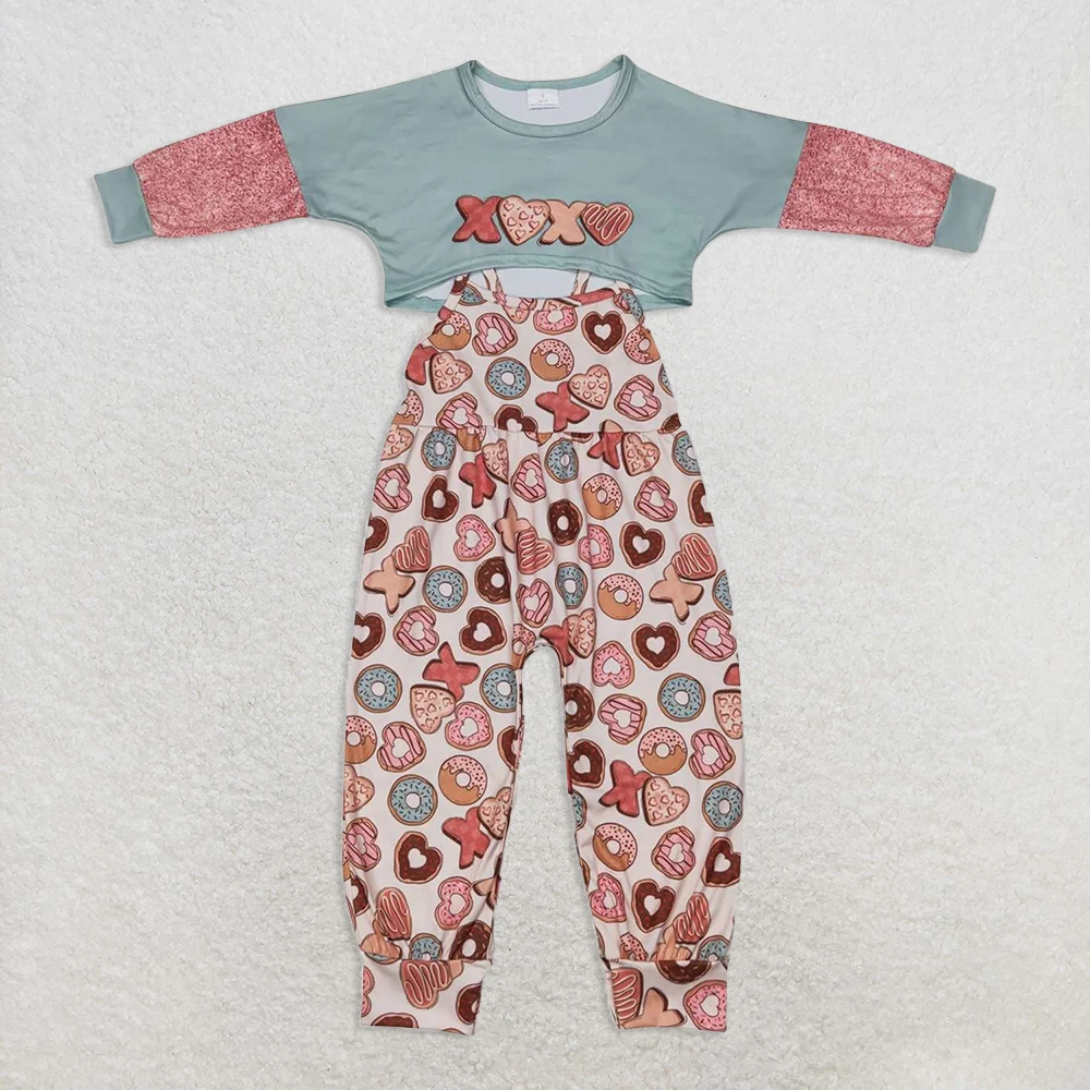 

Baby Girls Valentine's Day Donut-Themed 2pcs Clothes Set Sleeveless Donut Top Jumpsuit Cute Valentine's Outfit for Little Ones
