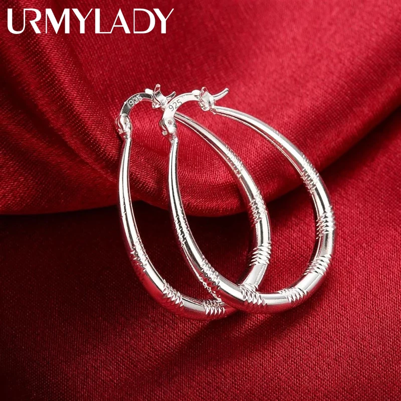 925 Sterling Silver charm 3CM Circle hoop Earrings for Women Luxury Fashion Party Wedding Accessories Jewelry Christmas Gifts