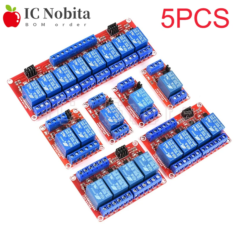 5PCS Relay Module Board Shield with Optocoupler Support High and Low Level Trigger for Arduino Electronic 1 2 4 8 Channel 5V 24V