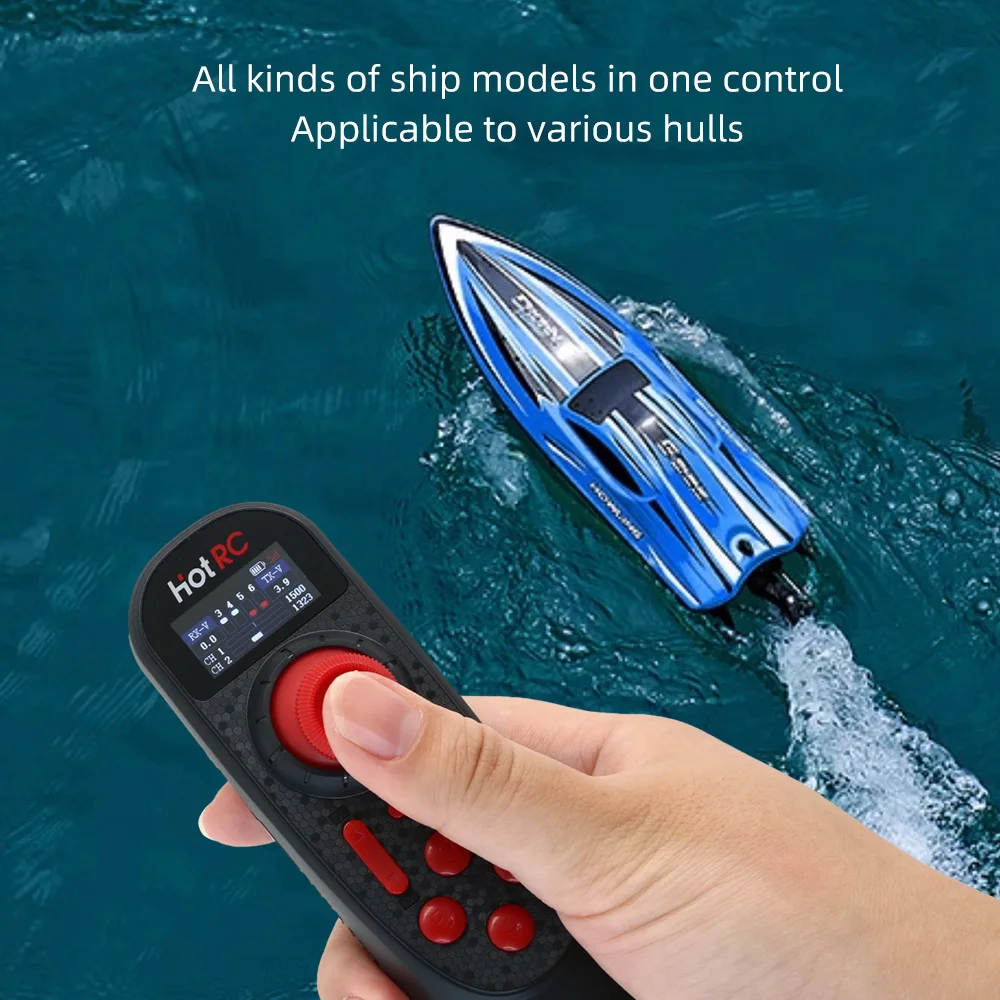 HOTRC DS-650 RC Transmitter 6CH 2.4G Radio System Color Screen Remote Controller F-06A Receiver for RC Boat Model DS600 Upgrade