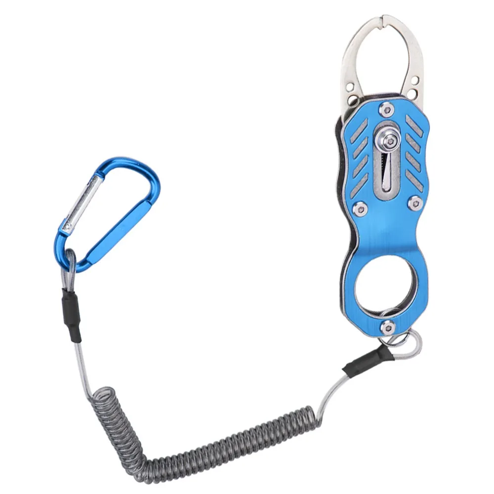 Titanium Alloy Fish Lip Gripper Self-Locking with Retractable Lanyard Fishing Pliers Mini 12*3.3cm Fish Control Clamp