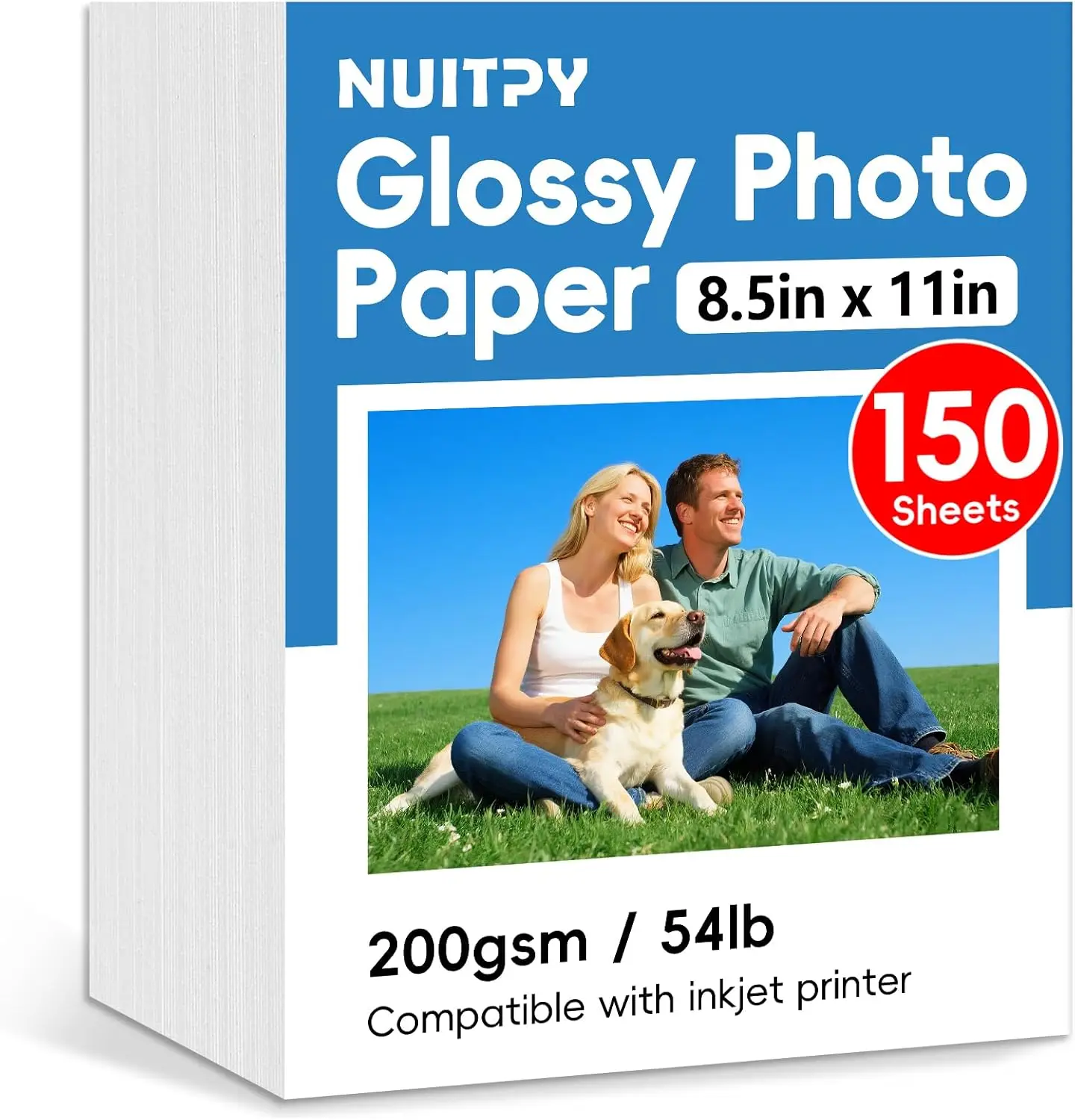 

150 Sheets Glossy Photo Paper, 8.5x11 Inches for Inkjet Printers, Ideal for Photos and Cards (200gsm)