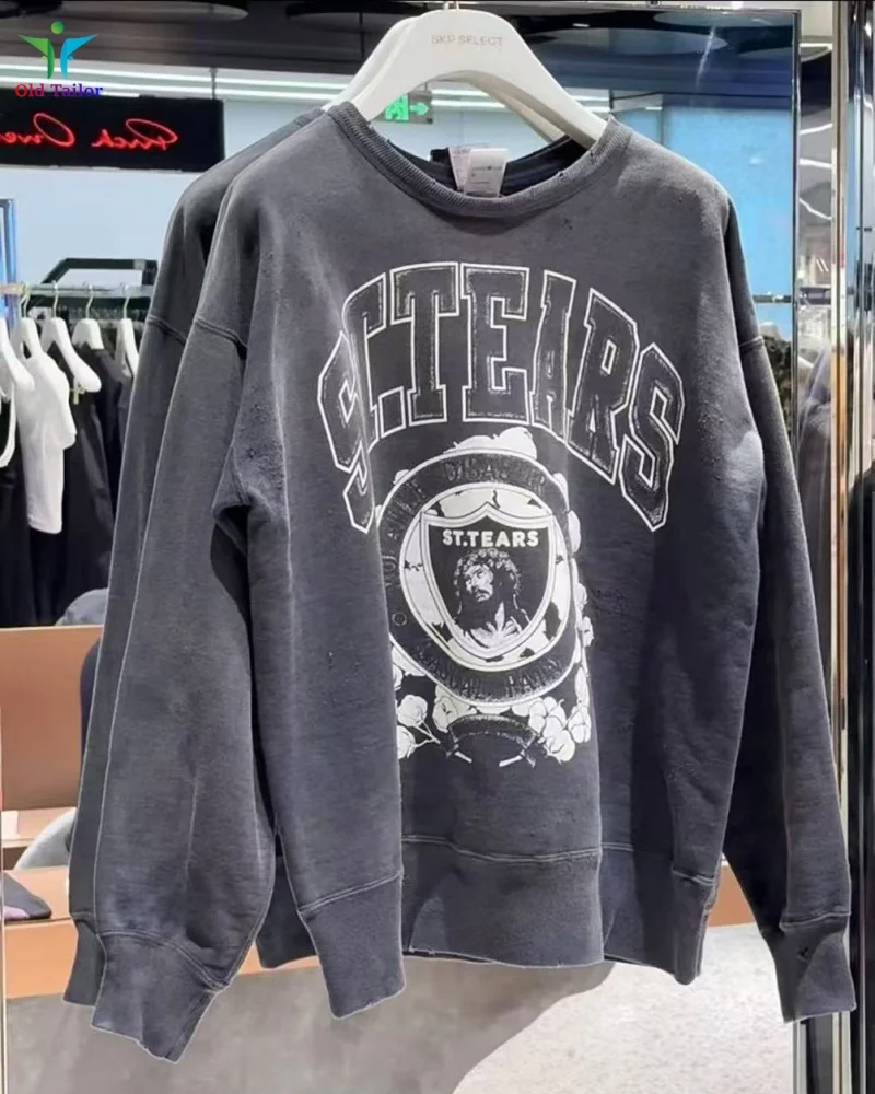 

2SS SAINT New Trend Washed Sweatshirt Highest Quality Casual Loose Hip Hop Long Sleeve Sweatshirt Men's Women's Tops