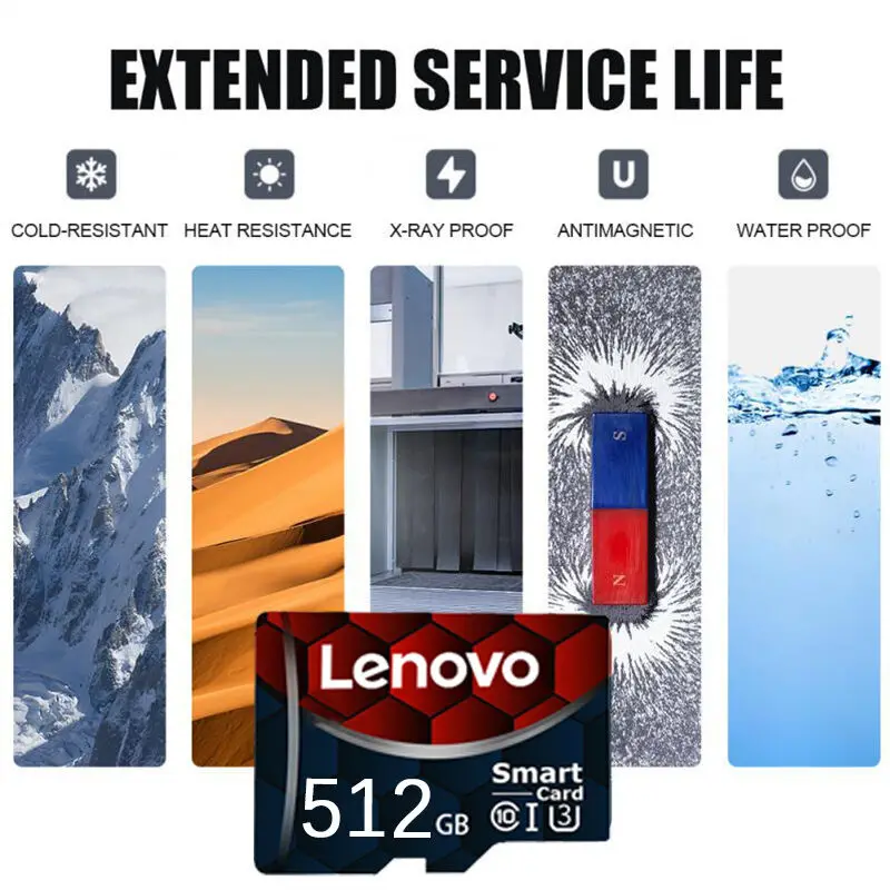 بطاقة ذاكرة Lenovo 2TB Micro TF SD 512GB 256GB SD بطاقة ذاكرة SD 1 تيرا بايت عالية السرعة Cartao De Memoria 128GB لتخزين الملفات وكاميرا الهاتف MP3