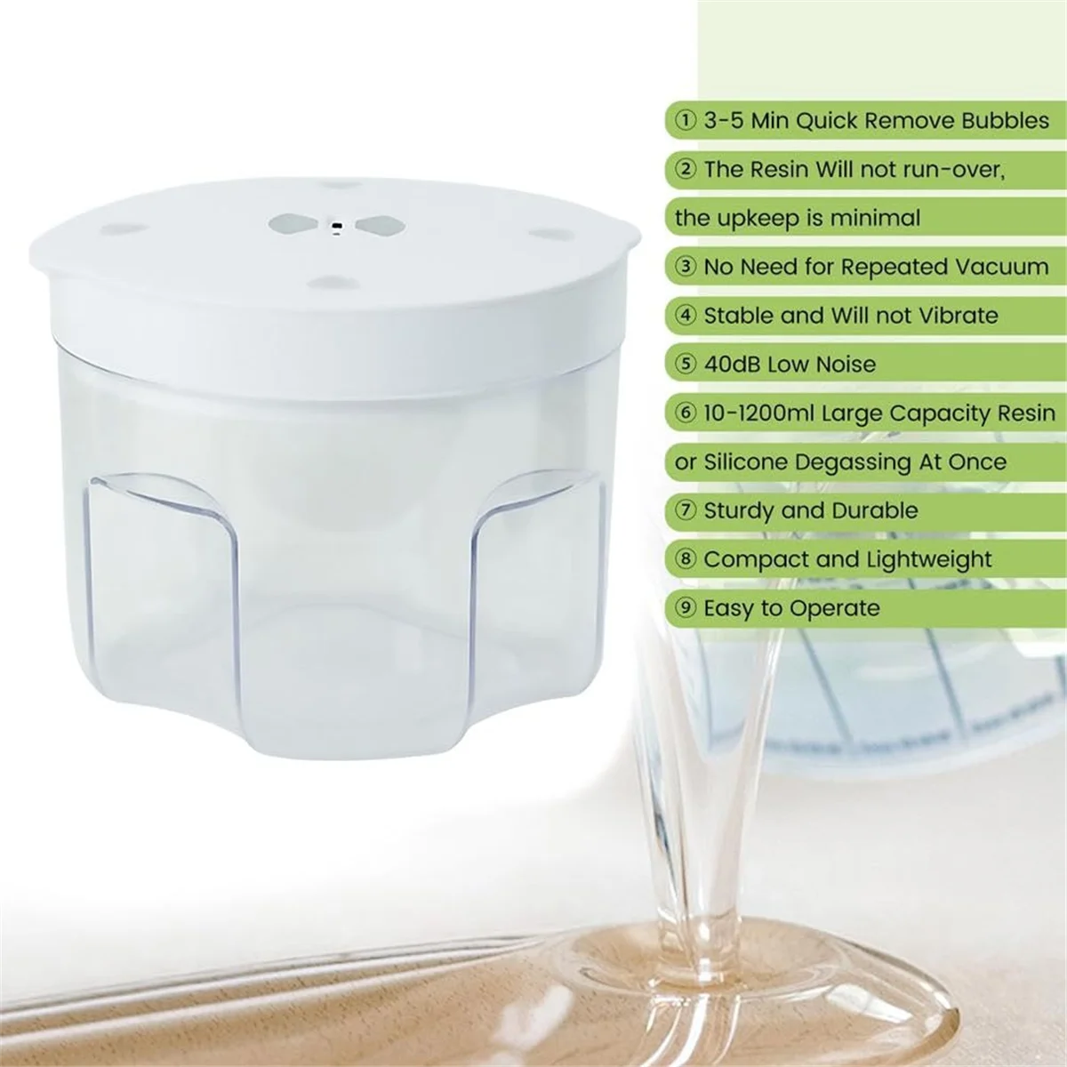송진 버블 리무버, 5 분 내 99.9% 버블 제거, 에폭시 송진, 실리콘 몰드, 공예품용 진공 탈기, EU 플러그, 2L
