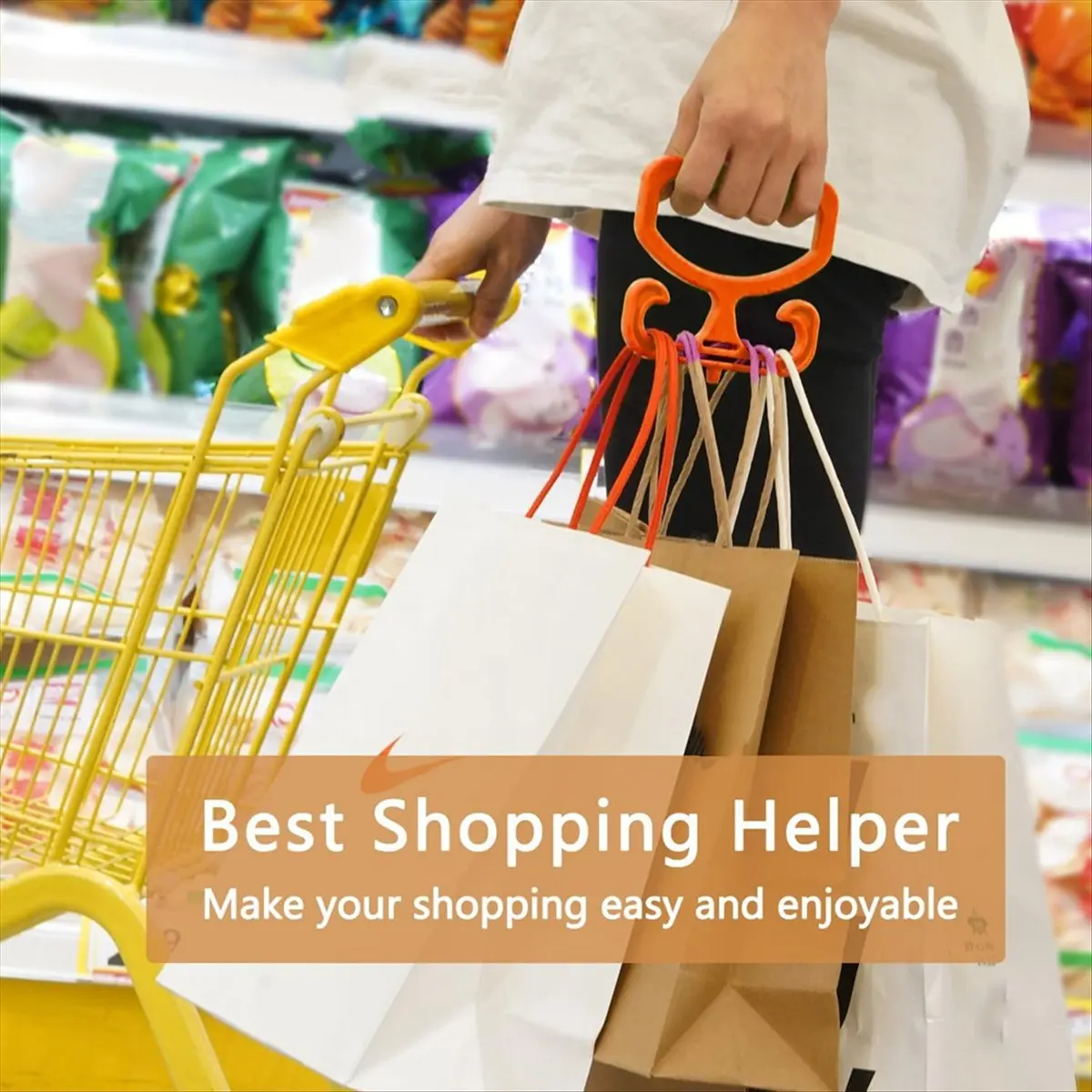 N14R Top 2PCS Grocery Bag Carrier Grocery Bag Holder for Plastic Bags Heavy Duty Carry Handle, Comfortable Grip to Carry Bags