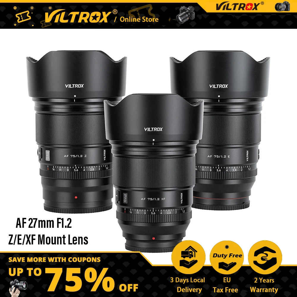 VILTROX 27mm F1.2 Pro For Sony Fujifilm Nikon Lens Camera Prime Lens Fuji XF Sony E Nikon Z Large Aperture APS-C Auto Focus Lens