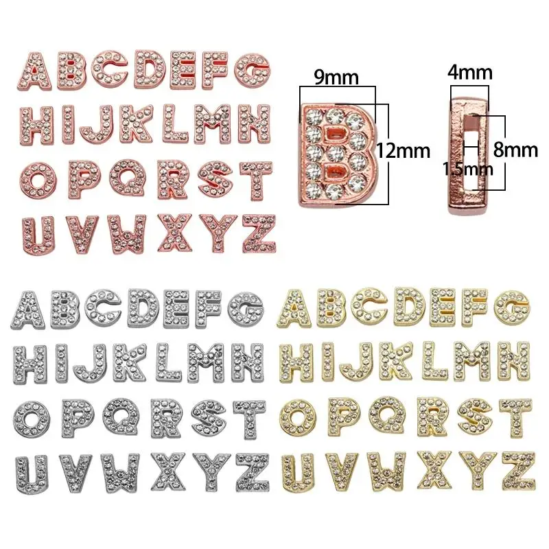 100PC/lot Hole 8mm 10mm Slide Letter English Alphabet DIY Slide Charm Frosted Back Fit for Bracelet Necklace Jewelry Making image 2