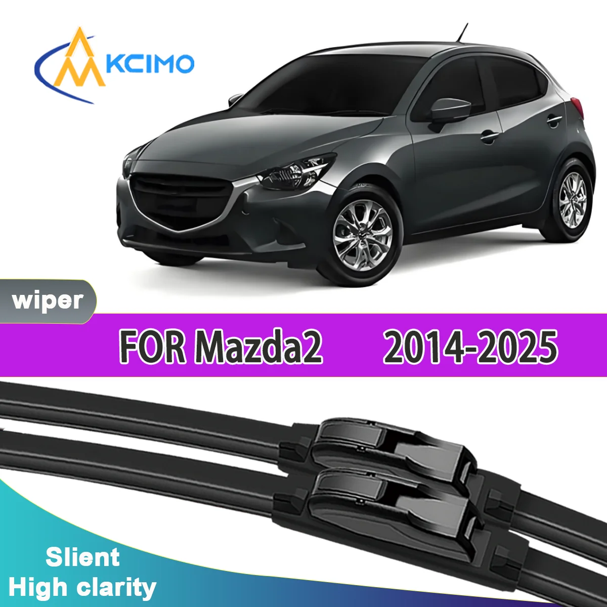 

KCIMO 2pcs Quality Windscreen Silent Rain Brush Suitable for Mazda2 DJ/DL 2014-2025 Mazda Demio/Scion iA/Toyota Yaris Wipers