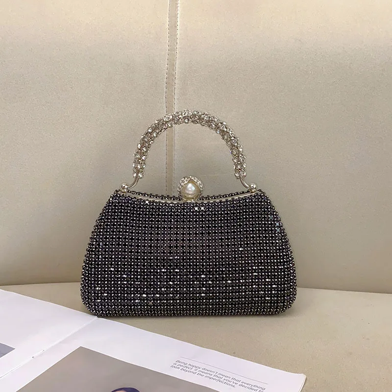 

Luxury Metal Handheld Women's Handbag Crystal Shiny Rhinestones Diamond Evening Bag Wedding Party Clutch Purse Shoulder Bag