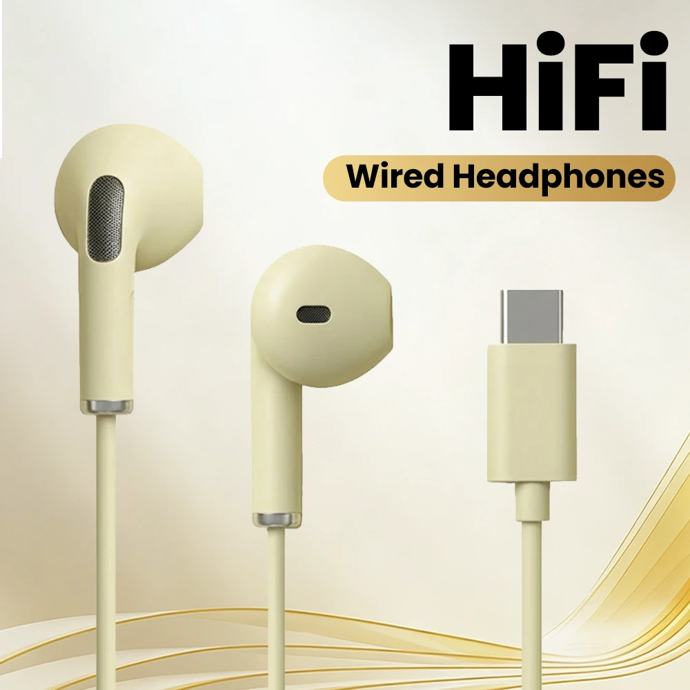 Wired Headphones with Microphone Type C/3.5mm Line Control Headsets for Computers And Mobile Phones