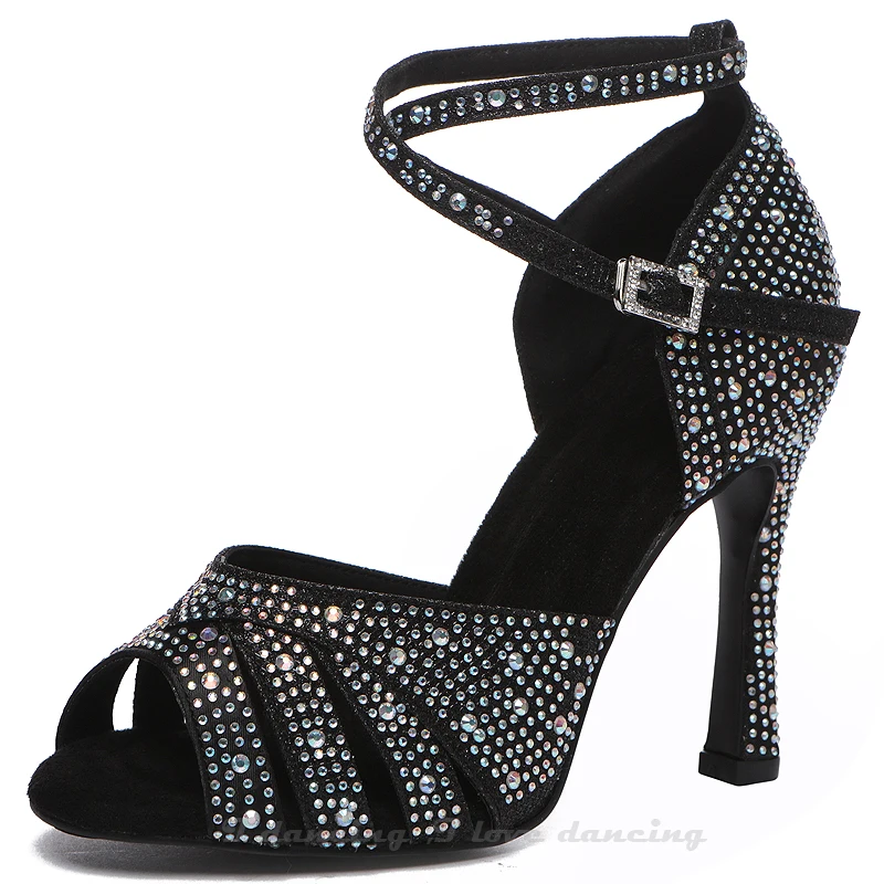 JuseDanc-Chaussures de brevà Talons Hauts pour Femme, Noir, PhtalSquare, Jazz, Strass, Été, 2023