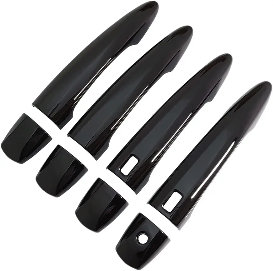 4 قطعة غطاء مقبض الباب الخارجي للسيارة مع ثقب المفتاح الذكي أسود لامع لنيسان ألتيما سنترا 2019 2020 2021 2022 2023 2024 #2