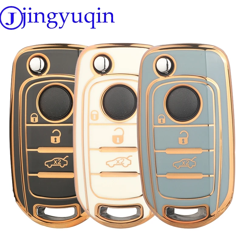 Jingyuqin NEW TPU Remote Car Key Case Fob For FIAT Tipo 500 Toro Cronos Egea 500X Strada Accessorie 3 Buttons