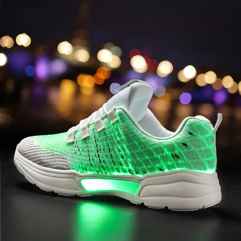 UncleJerry Luminous Sneakers New Fiber Optic Shoes for Women Men Boys Girls USB Rechargeable Shoes for Christmas gift