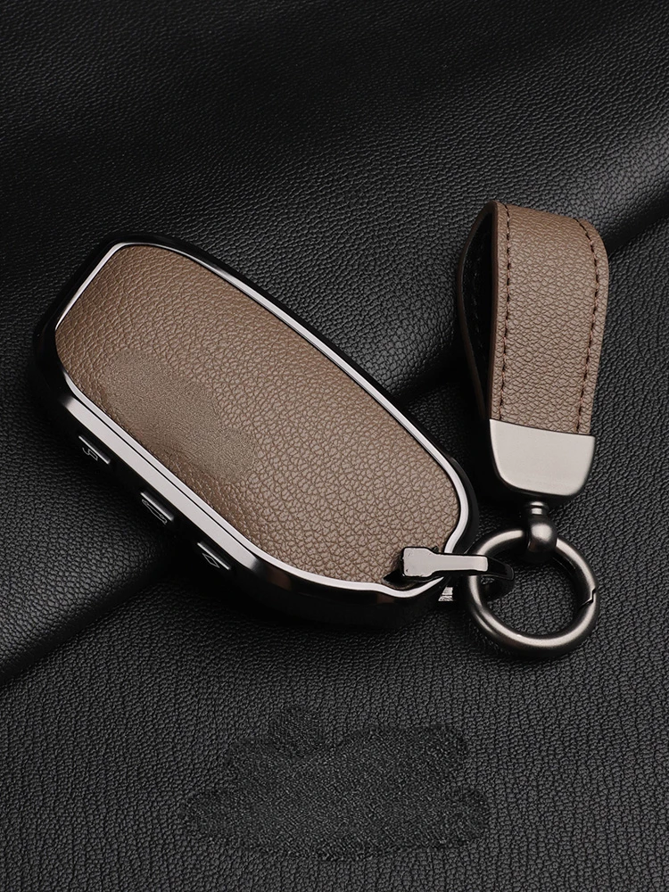 Suitable For BMW  X1 X6 X7 740Li 735Li  Aluminium Alloy + Sheepskin Leather Car Remote Key Case Cover