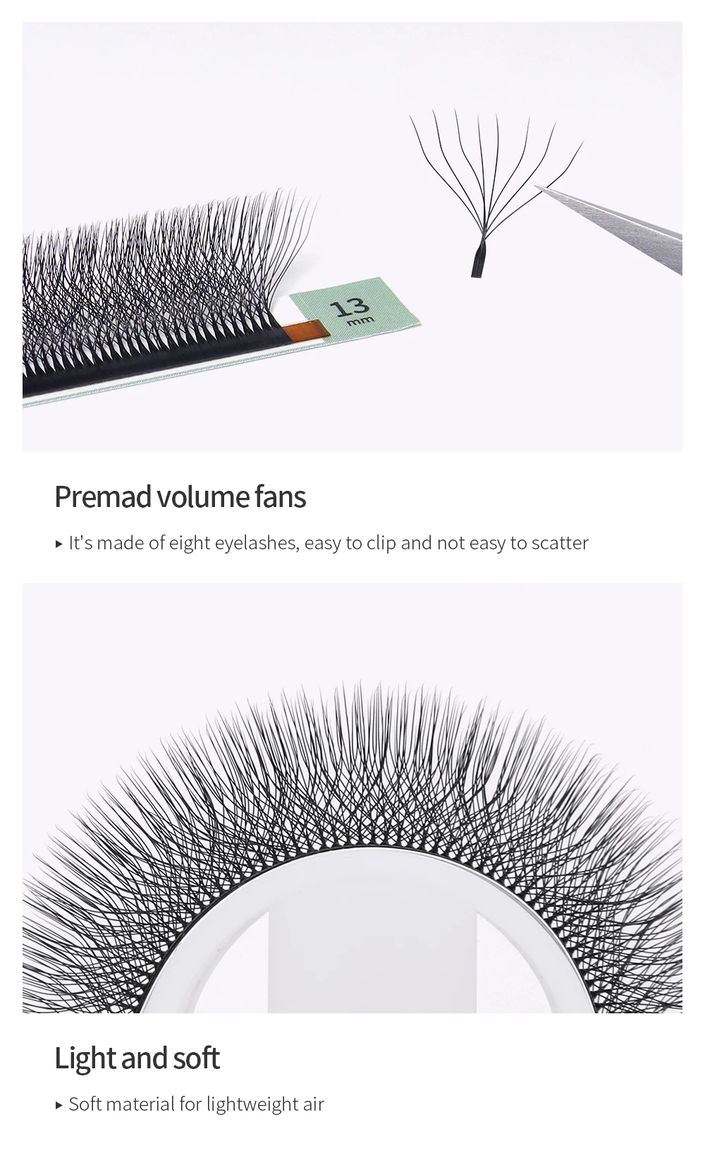 Glamlash 8d-w geformte Wimpern verlängerung c/d/l/lu/m vorgefertigte Volumen ventilatoren Klee w Stil Wimpern falscher Nerz weich leicht fanierend natürlich – Detail 6
