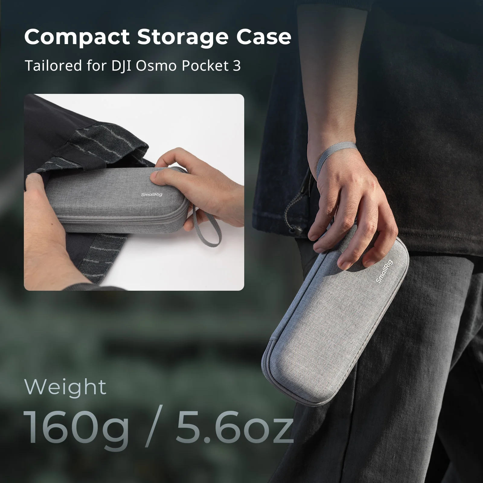 حقيبة حمل صغيرة لـ DJI Osmo Pocket 3 للتصوير الفوتوغرافي في الشوارع الحضرية والتنزه في الهواء الطلق مع حزام المعصم 5118