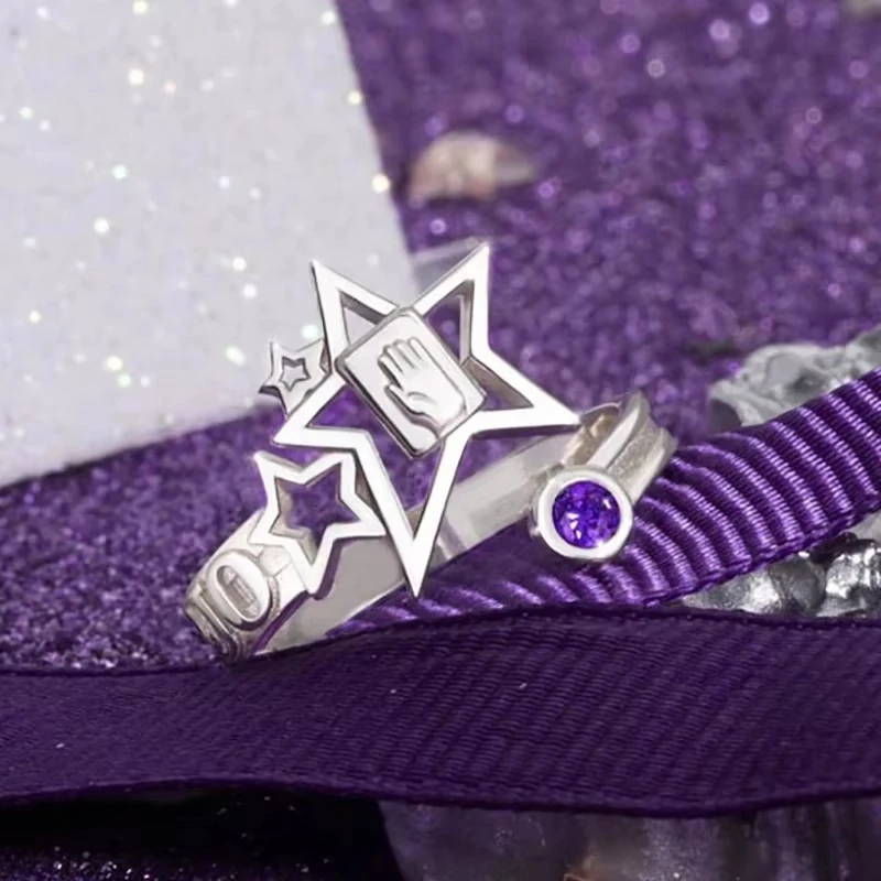 Anime JoJo Bizarre Adventure Ring Kujo Jotaro Cosplay Unisex Adjustable Rings Accessories Jewelry Gifts