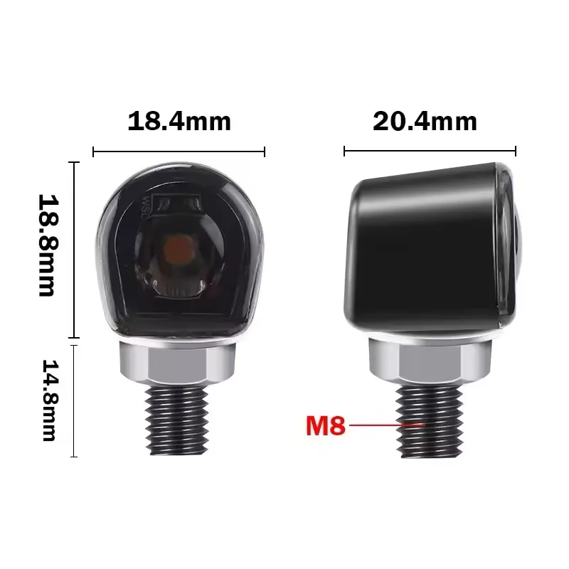 Universal Mini LED Motorcycle Turn Signals - 12V 8mm Amber Indicators for Honda, Yamaha, Kawasaki & Cafe Racer Custom