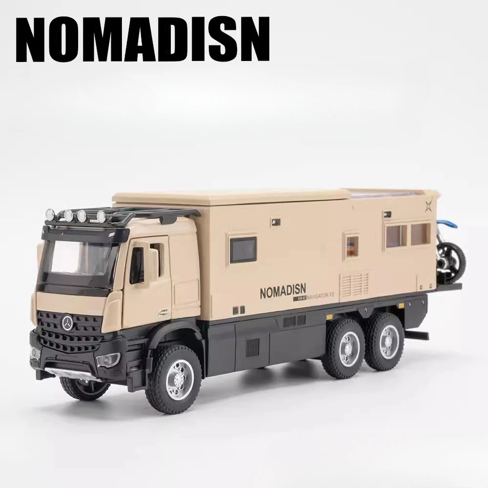 1/24 Scale NOMADISM RV Toy Car Model Alloy Diecasting Pull Back with Sound Light High Simulation Models Vehicles for Child Gifts