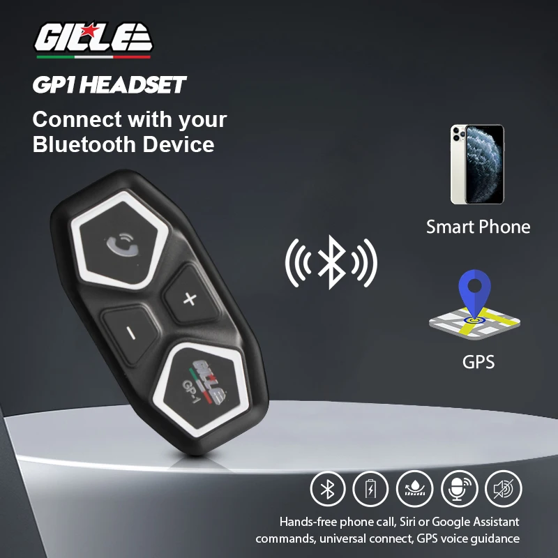 

GILLE GP1 Motorcycle Helmet Bluetooth Headset 2000 mah battery BT12 Bluetooth 5.0 EDR Wireless Motorbike no intercom Headphones