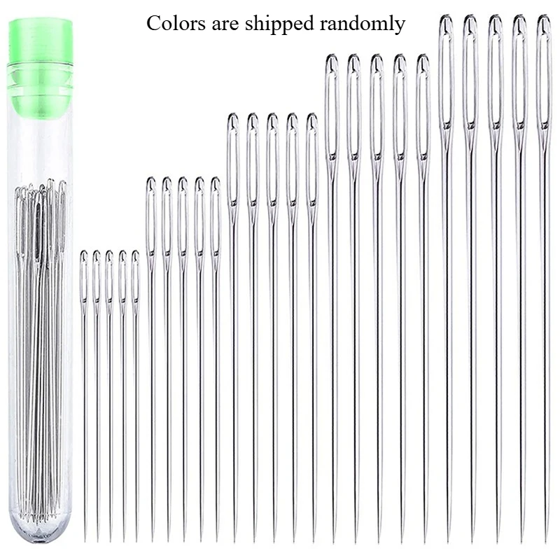 25 Pcs Large Eye Stitching Needles Sewing Needles Handmade Leather Needle Steel Yarn Knitting Needles Sewing Tool Set