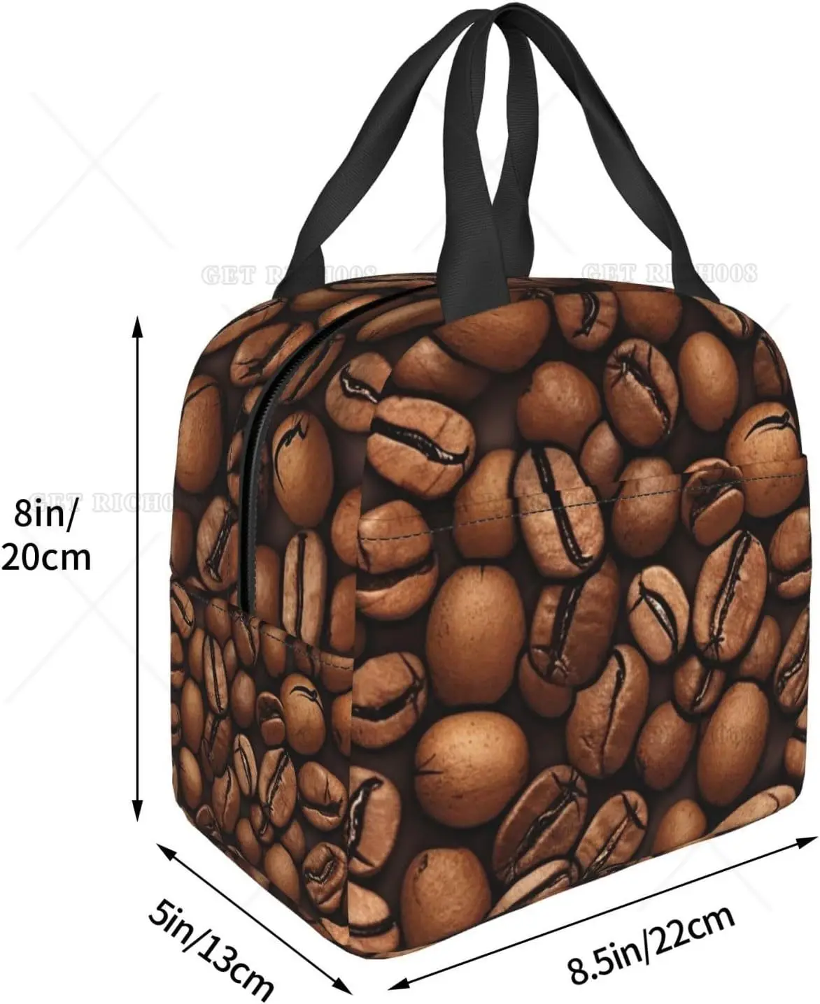 Lunch Bag for Women Men Insulated Lunch Box Reusable Funny Roasted Coffee Beans Tote Cooler Bag for Office Picnic