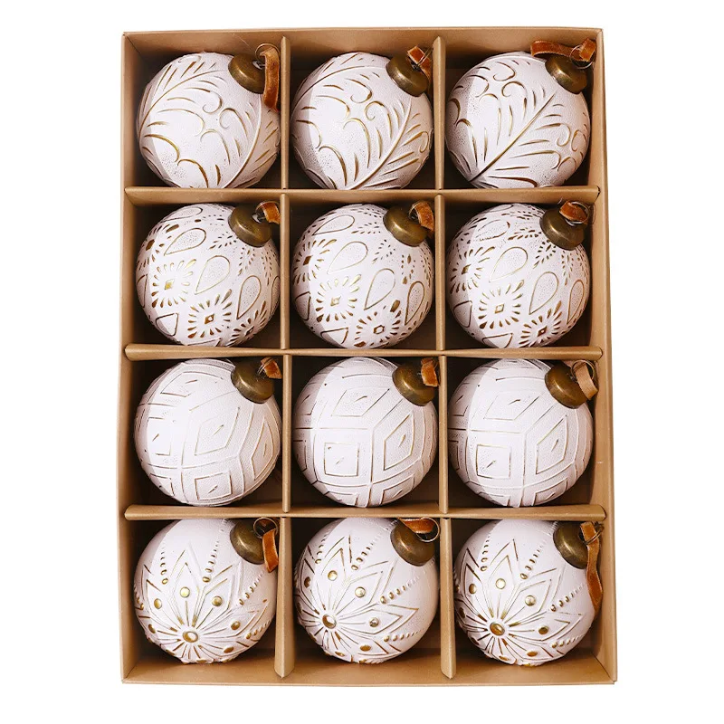 

2025 New 12PCS-8CM retro Christmas Balls matte texture Xmas Decorative Hanging Ornaments Party Christmas Spheres Pendant