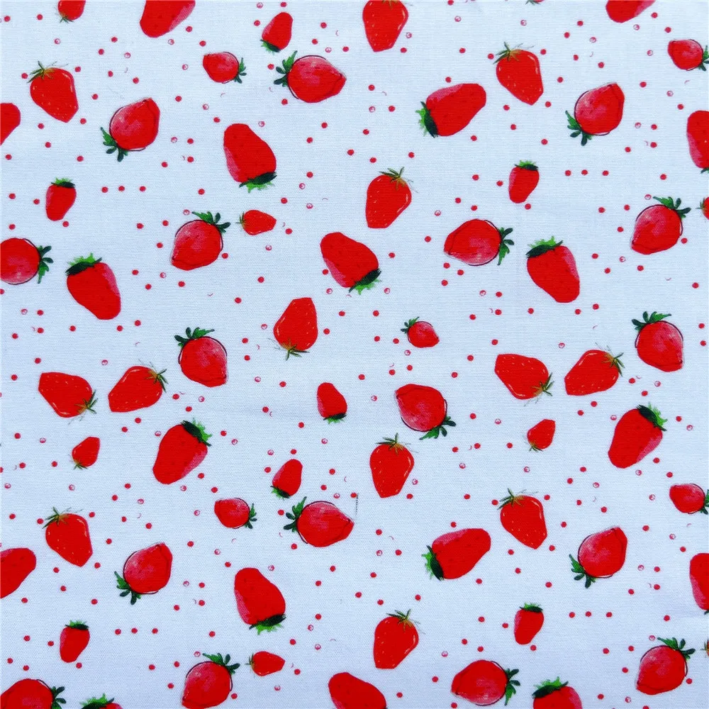 110cm WidthLovely little strawberry  Printed Cotton Fabric Girl patchwork diy Dress Cloth Home Decoration