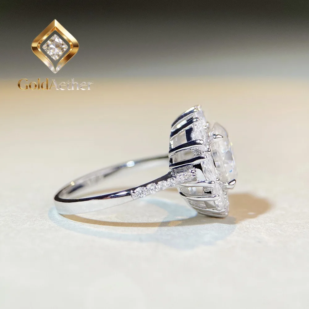 

GoldNouveau Luxury 18K white gold solid platinum PT950 Women's 1 karat diamond ring pigeon egg D color ring