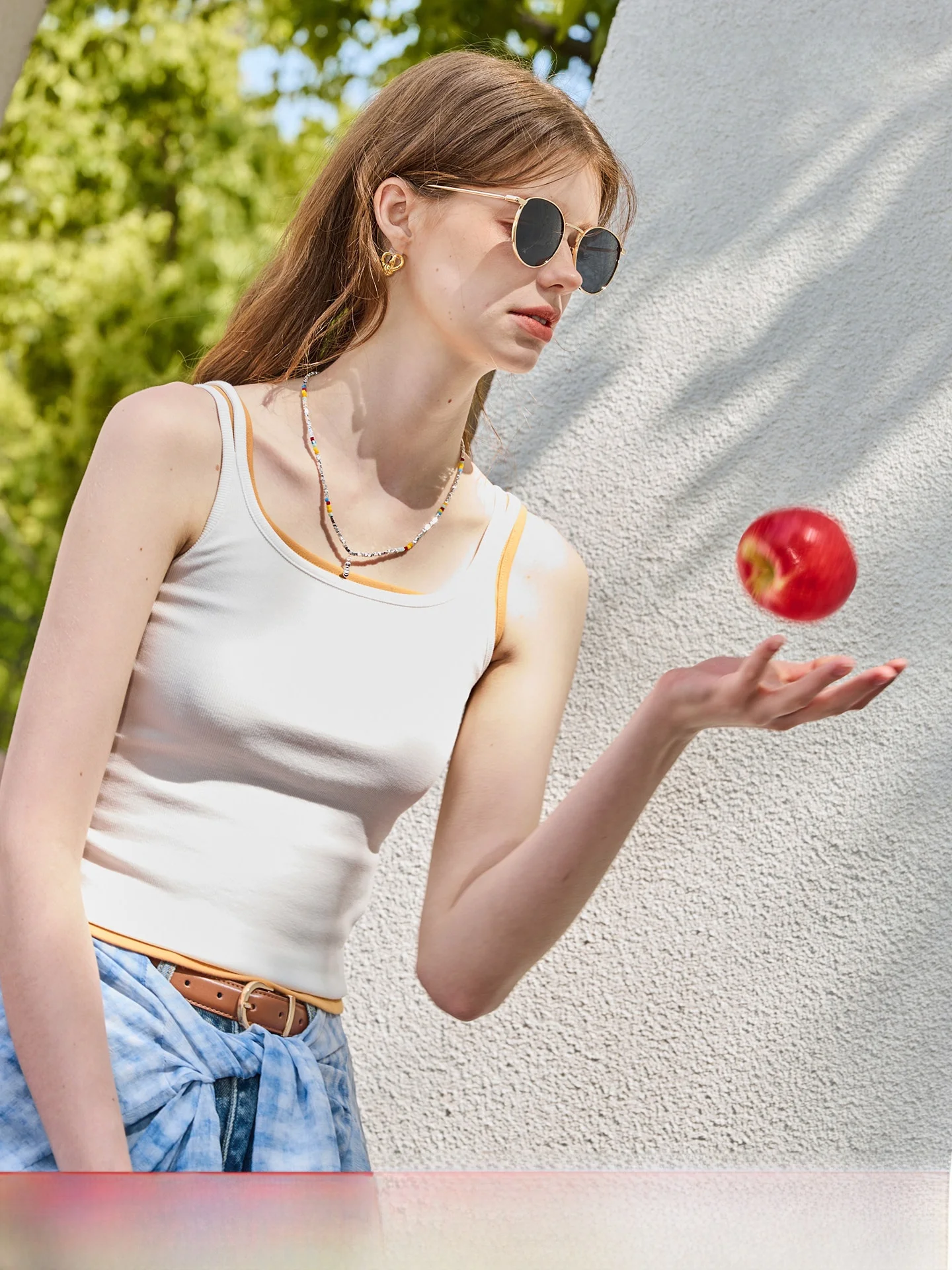 

Multicolor Slim Fit Camisole Tank Top Summer Style Layering Inner Wear Base Vest Commute Fashion Knitted Cotton Blend