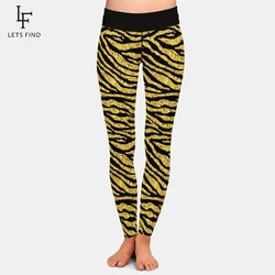 LETSFIND New High Waist Women Leggings Fashion Sexy 3D Golden Zebra Print  Elastic Black Leggings Freee Shipping