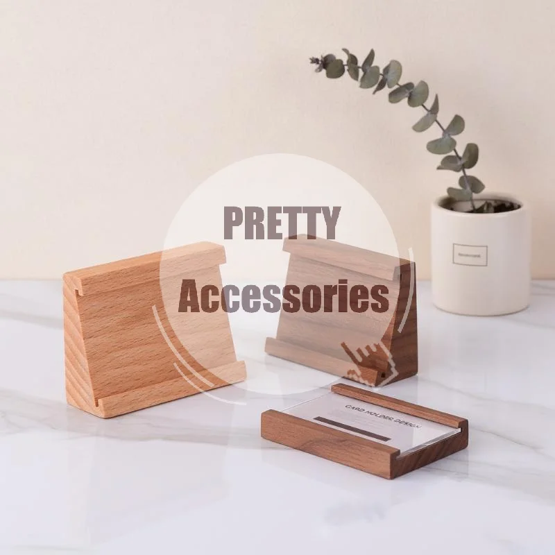 Clear Acrylic Name Card Display Stand 70x40mm Wood Price Label Tag for Cafe Table Menu Retail Shop Price Sign