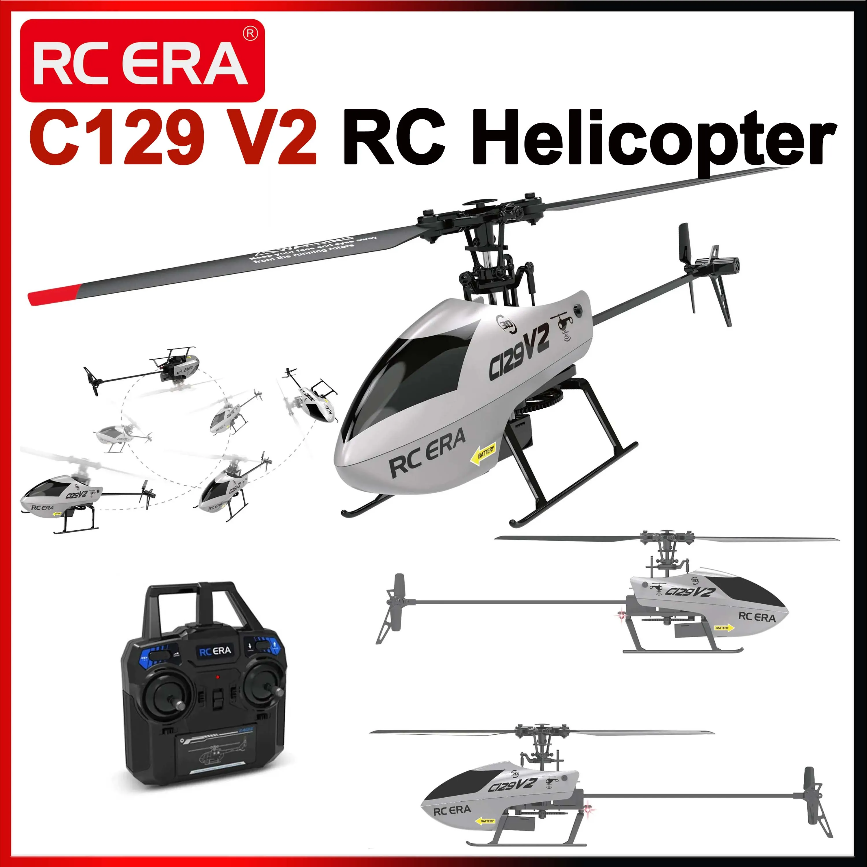 

RC ERA C129 V2 RC Helicopter RTF 6-axis 4CH Gyroscope One Click 3D Remote Control Aircraft Outdoor Toys for Adult Kids Boys Gift