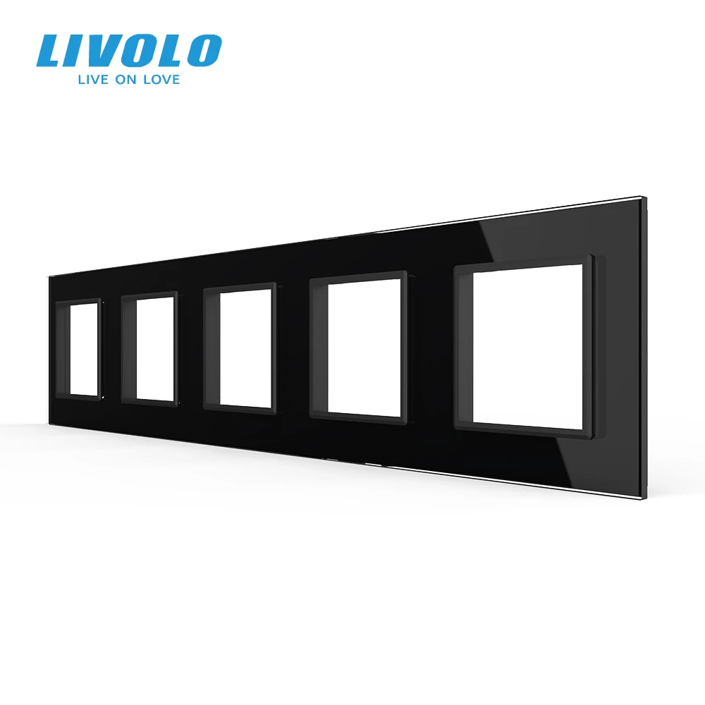 Imagem -03 - Livolo-painel Interruptor Vidro Cristal Cores Tomada Painel de Vidro Quíntuplo Luxo ue C75sr11 364 mm 80 mm Novo