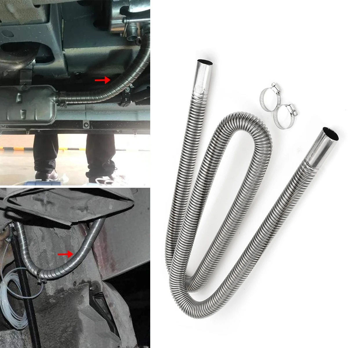 

200cm Straight Thru Hull Exhaust Skin Pipe , Stainless Steel Exhaust Tube Fitting Kit for Diesel Parking heater