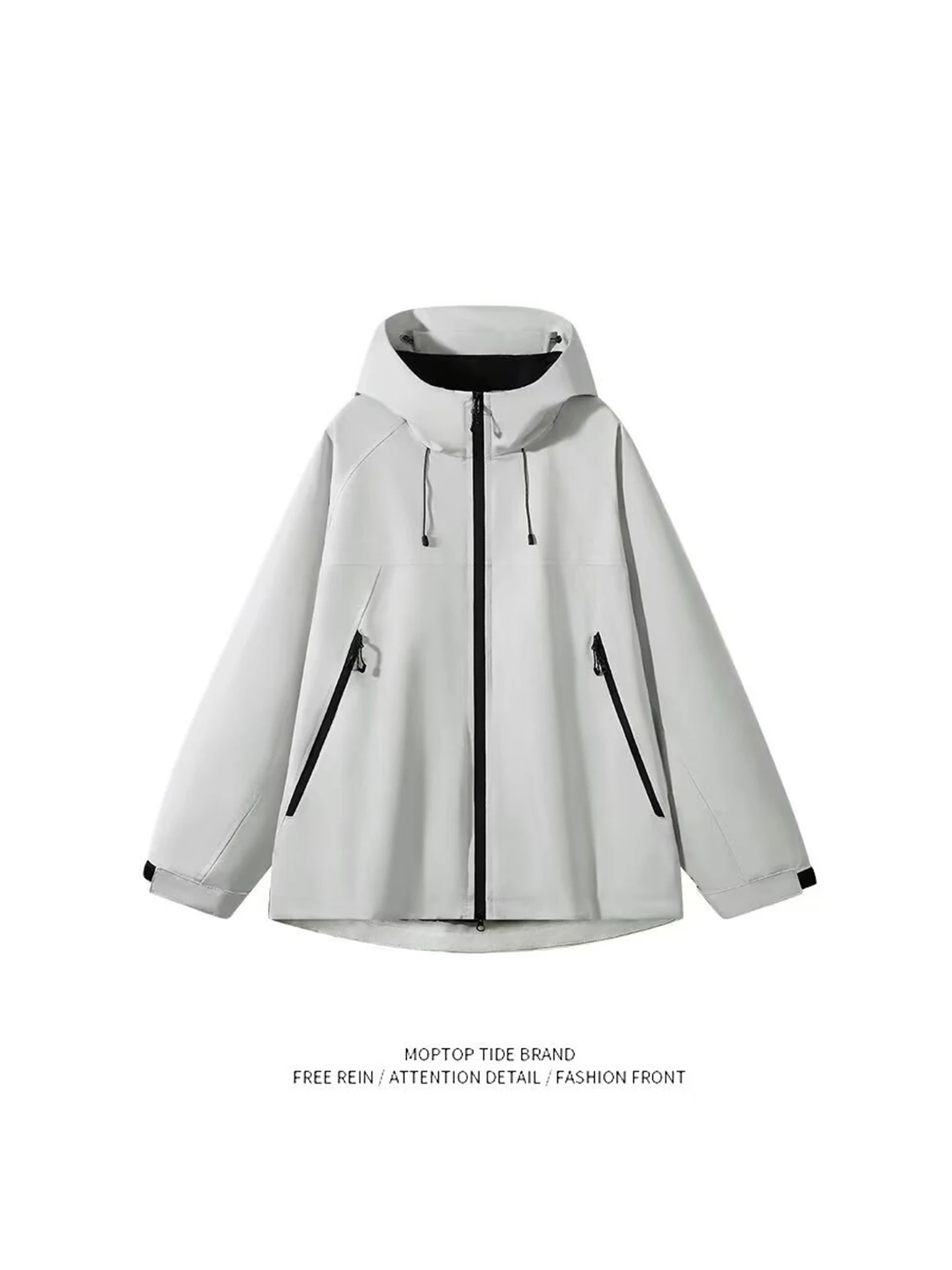 

Ветрозащитная куртка с капюшоном для активного отдыха, весенняя новинка, свободный крой, универсальная, для пар, из полиэстера, с длинными рукавами и молнией...