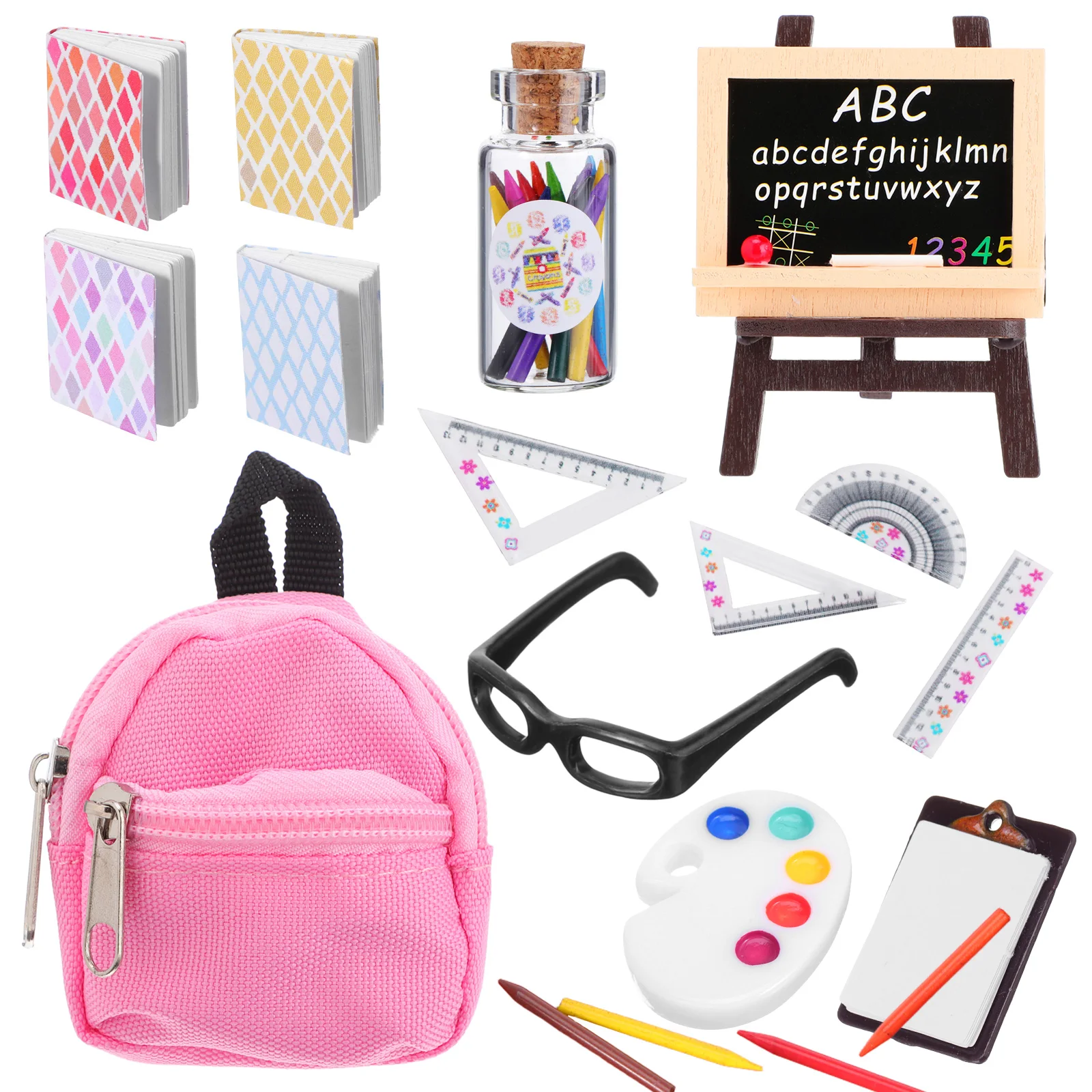 

Simulation Learning Set Miniature School Supplies Kit Adorable Bag Pencils Accessory Mini Book Toy