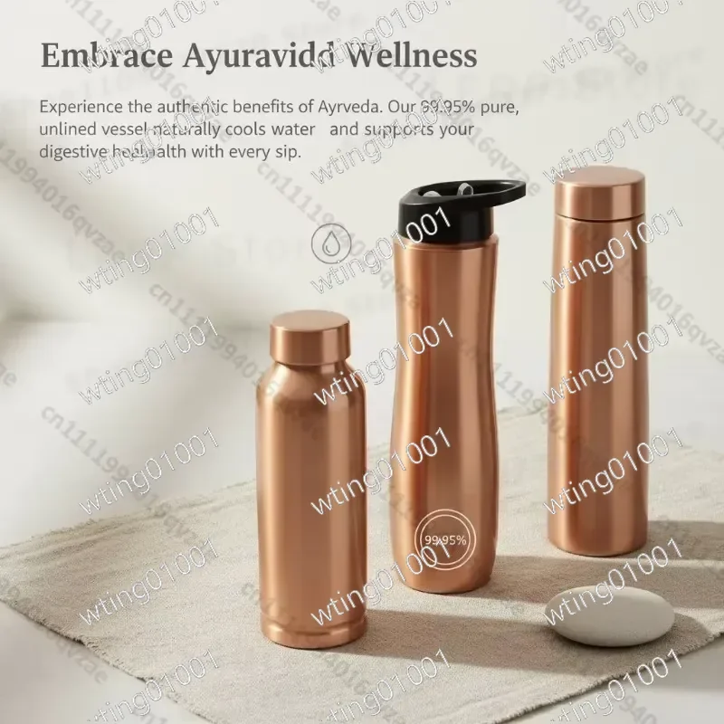 Handcrafted Pure Copper Vessel for Yoga Outdoor Sports Hydration Durable Cold Water Bottle Southeast Asia Style Leak Proof