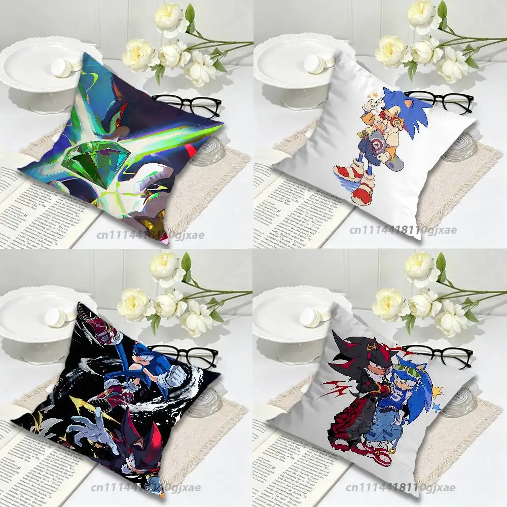 S-Sonadow Sonic Shadow The Hedgehog Pillow Case For Home Bedroom Car Office Decoration Living Room Sofa Cushion Cover Suitable