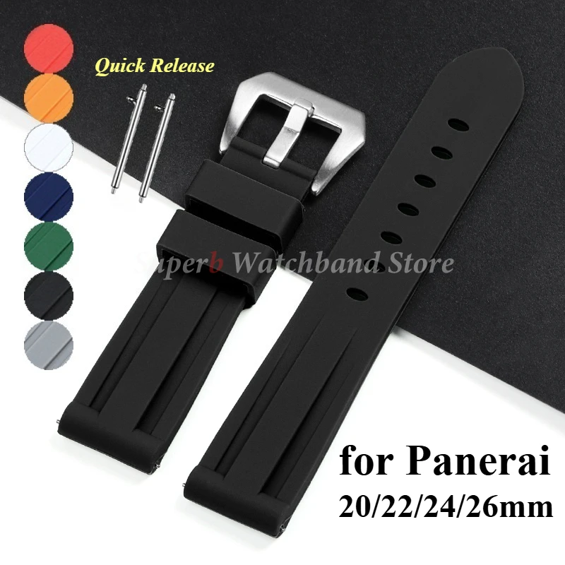 Silikon-Uhrenarmband für Panerai, Gummiarmband, 20/22/24/26 mm, für Herren und Damen, wasserdicht, Sport-Ersatz-Schnellverschluss-Uhrenarmband