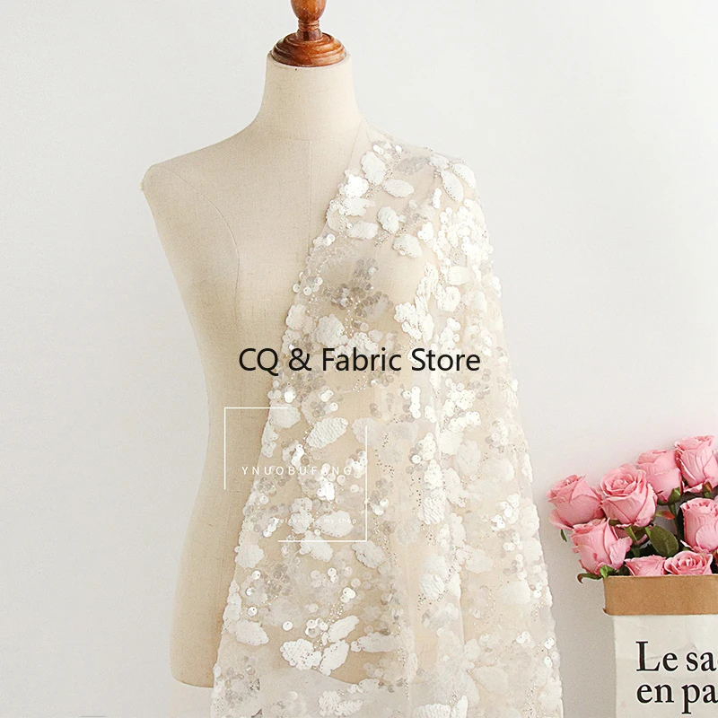 Beaded Sequin Embroidery Mesh Lace Fabric Dress Dress Cheongsam Custom Designer Fabric
