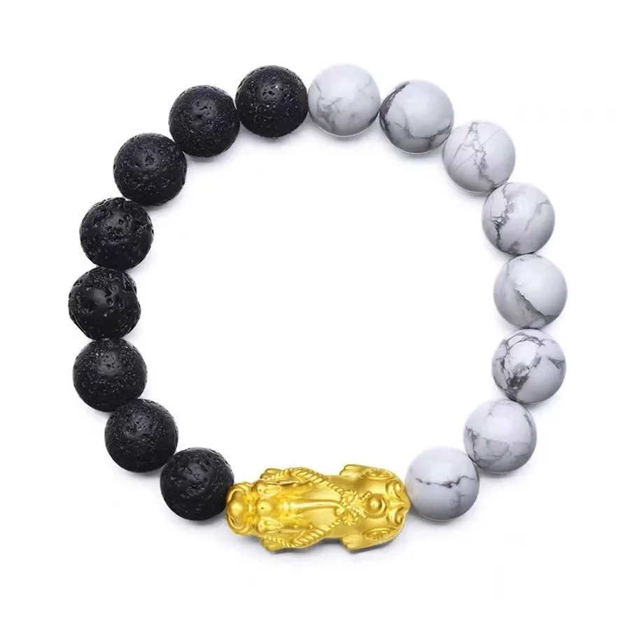 Gold 999 Pixiu bracelet Chinese style mens and womes 24K real gold solid Pixiu bracelet bracelet to make a fortune