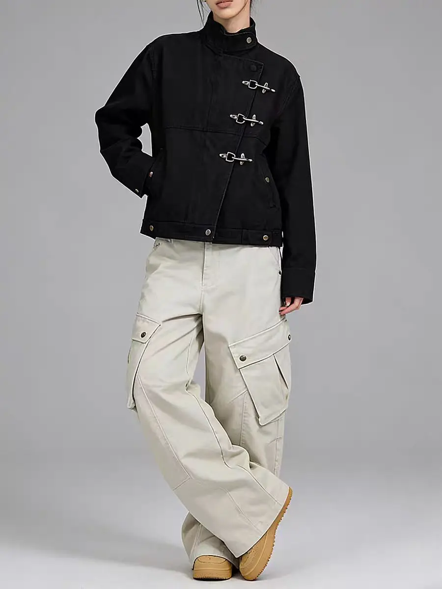Airplane Button Jacket 2025 American Harajuku Spring And Autumn Men's Personalized Splicing Korean Fashion Retro Casual Jackets