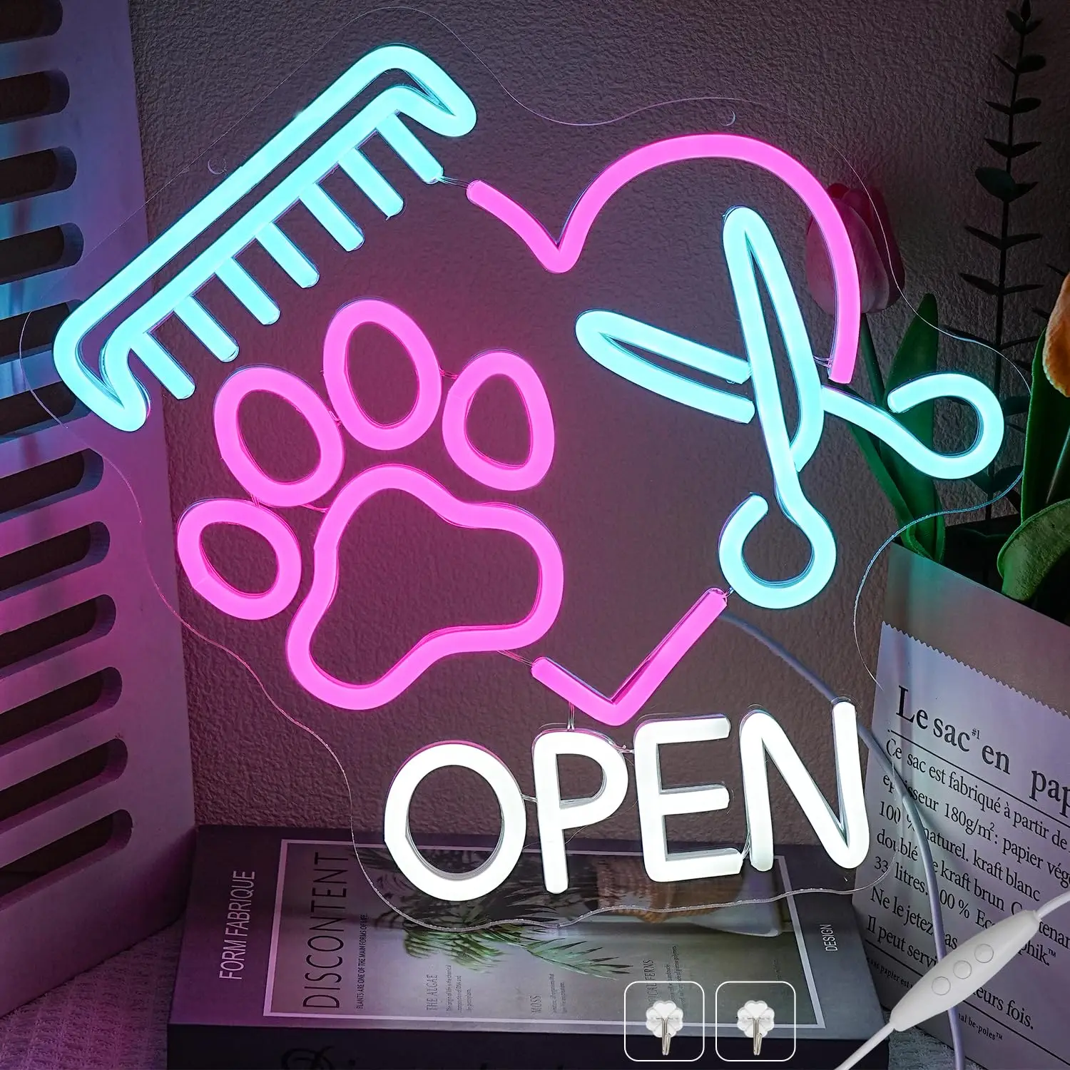 Pet Shop Neon Light Wall Decoration Pet Supplies Store Cat Dog Puppy Care Washing Skirt Shop, USB Powered Dimmable  Led Sign