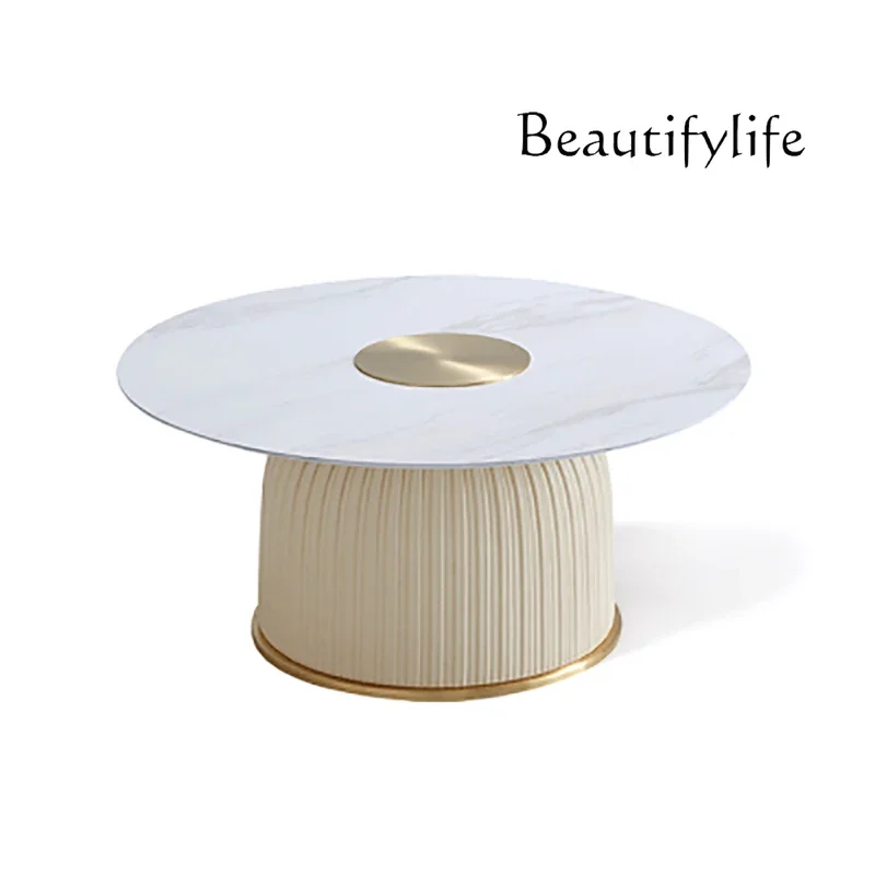 Yj Light Luxury Italian Round Edge Few Creative Natural Marble Modern Simple Light Luxury Design High Sense